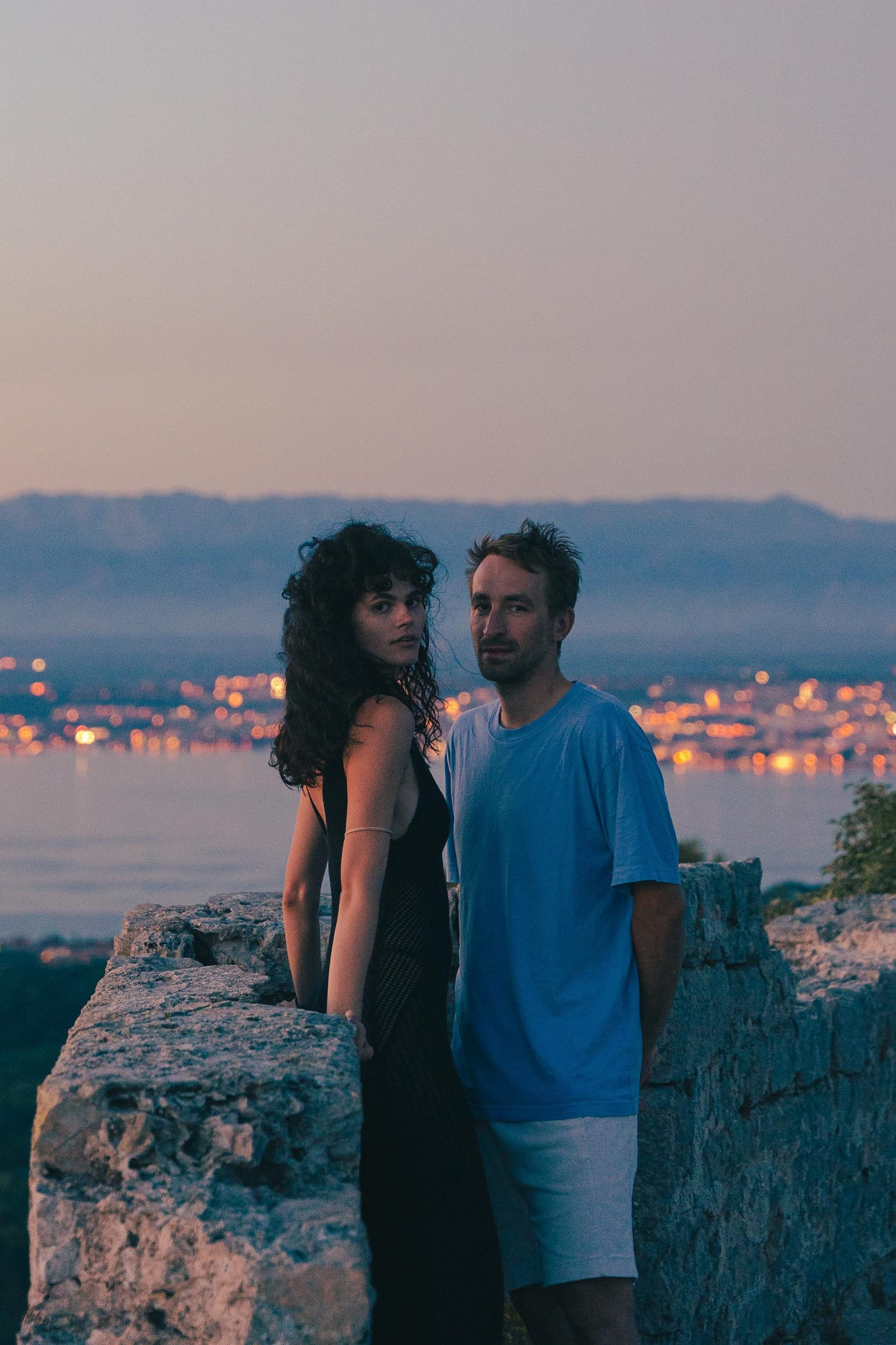 Romantic sunset couple portrait