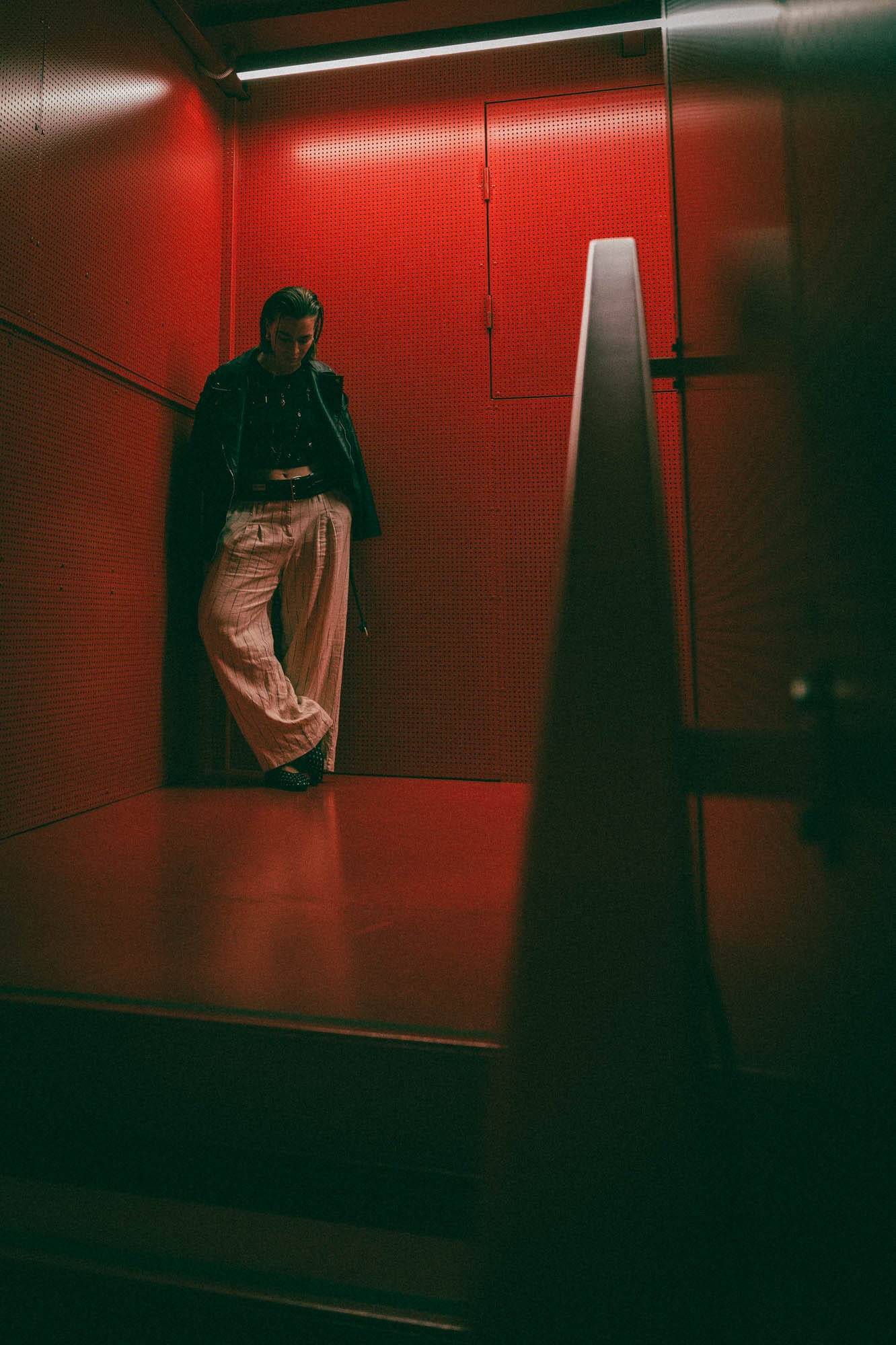 Bold architectural elements and human subject