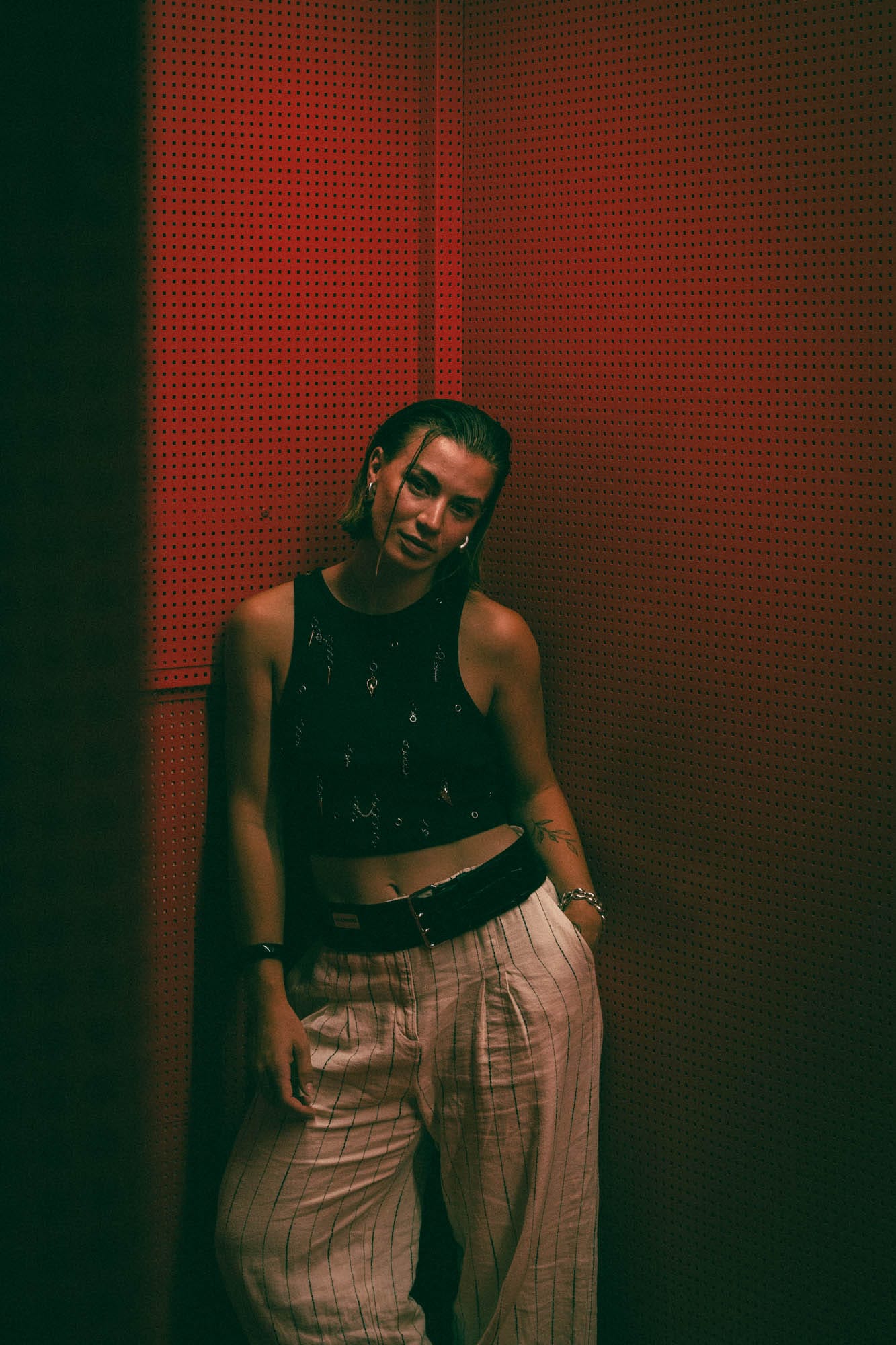 Red stairs portrait photography