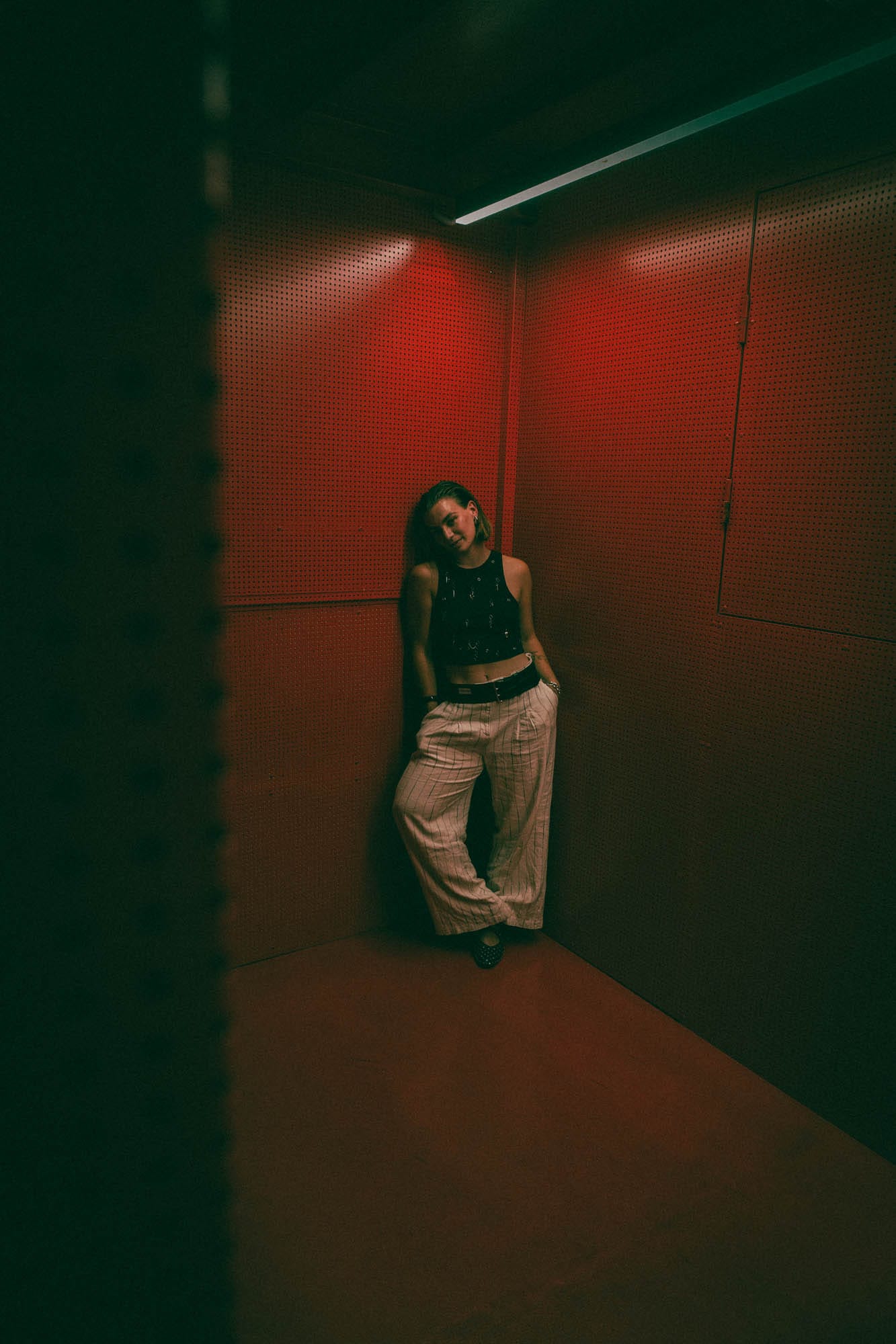 Iconic red stairs backdrop